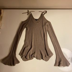 Express cold shoulder bell sleeve sweater